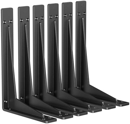 NEODROP 6-Pack 18 Inch Heavy Duty Shelf Brackets, Premium Metal Wall Bracket for Mantel, Countertop Support, Garage Stor