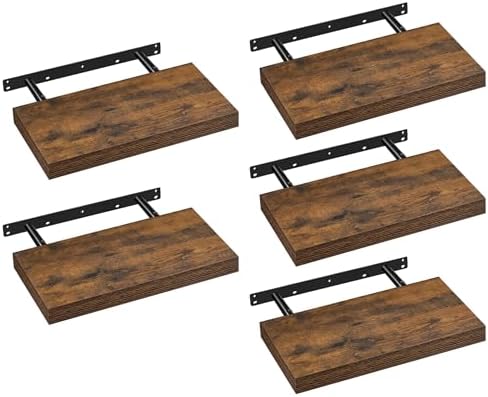 VASAGLE Wall Shelves, Floating Shelves, Set of 5, 8 x 15.7 x 1.5 Inches