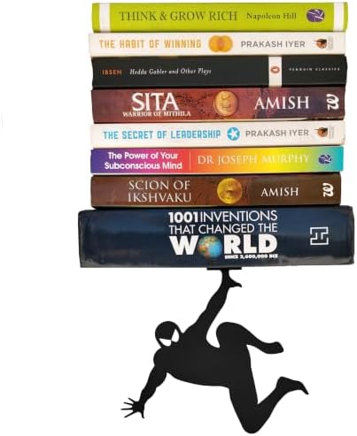 Wall Mounted Metal Floating Bookshelf Supported by Superheros Invisible Bookshelf Metal Shelf Superhero Decoration Shelf