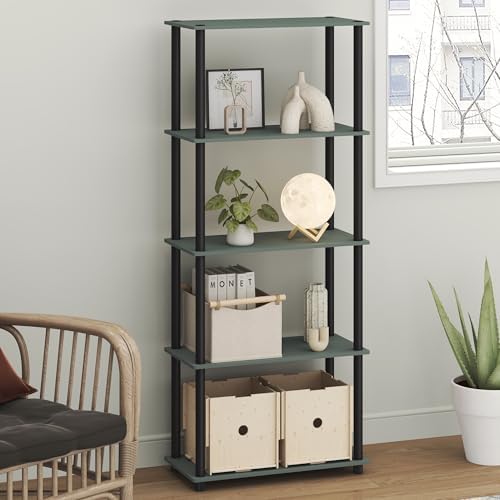 Furinno Turn-N-Tube Storage Shelves, 5-Tier Book Shelf, Corner Shelf, Toolless Open Shelves, for Organization and Storag