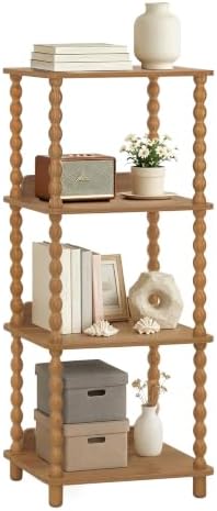 Fultyle Bookshelf, 4-Tier Bookcase with Open Shelves, Vintage Book Shelf for Small Spaces, Bedroom, Living Room and Offi