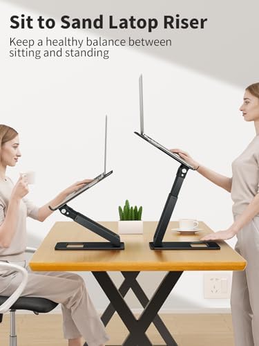 tounee Laptop Stand for Desk Adjustable Height, Telescopic Computer Stand with Pull Out Design Ergonomic Laptop Riser Fi