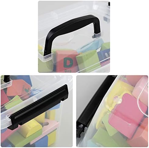 8 Quart Plastic Storage Clear Latch Boxes, Clear Containers with Lids and Handles, 6 Packs