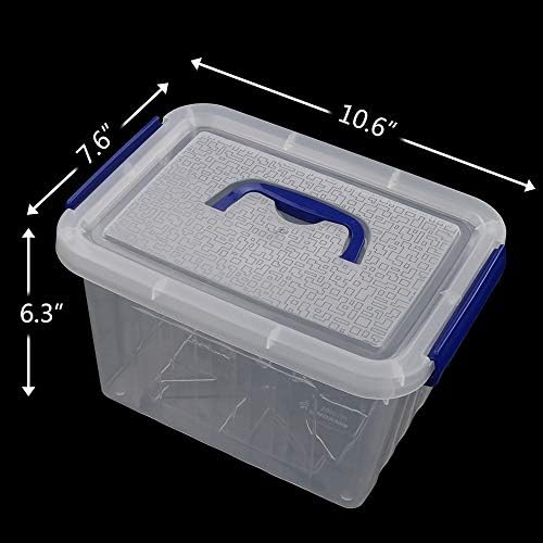 Hespama 4 Packs 6 Quart Lidded Storage Bin Box with Handle, Clear