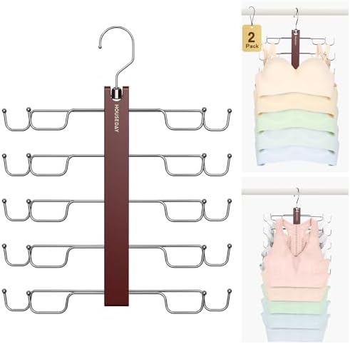 HOUSE DAY 2 Pack Tank Top Hanger Space Saving, Wooden Bra Hangers Mahogany