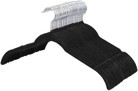 ManGotree 16.5'' Velvet Shirt Hangers with 360° Swivel Hook 50 Pack Black