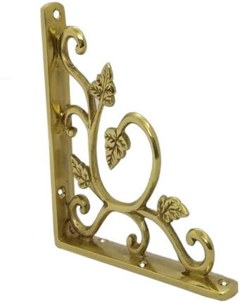 Adonai Hardware Meshezaheel Brass Decorative Shelf Bracket (Supplied as 2 Pieces per Pack) - Polish Lacquered