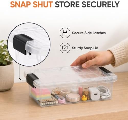 Superio 2.3 Quart Clear Plastic Storage Containers with Lids, Stackable Organizer Bins, BPA-Free Storage Boxes for Home,