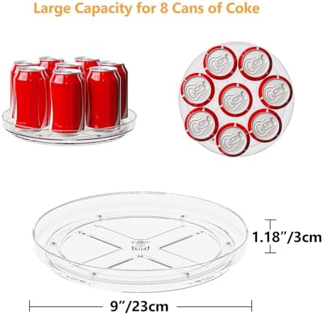 4 Pack 9 Inch Clear Lazy Susan Turntable Organizer, Non-Skid Rotating Tray for Cabinet, Kitchen Pantry Organization and 