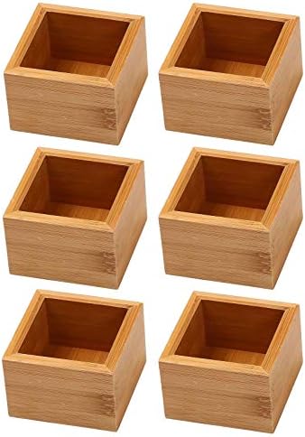 YBM HOME Bamboo Drawer Organizer Storage Box for Kitchen Drawer, Junk Drawer, Office, Bedroom, Children Room, Craft, Sewing, and Bathroom, 6 Pack 3x3x2 inch