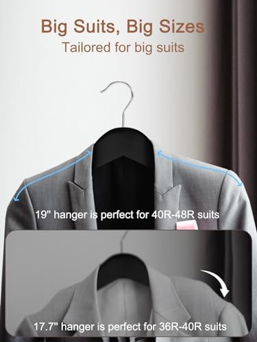 HOUSE DAY 19 Inch Wooden Suit Hangers 6 Pack, Black