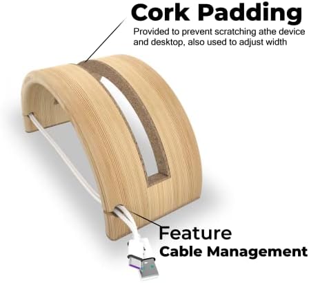 Kothar Wood Vertical Laptop Stand for Desk, Natural Bamboo, Space-Saving Desktop Dock for Apple MacBook, Microsoft Surfa