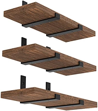 WEKIS 12 Inch Heavy Duty Floating Shelf Bracket, Wall Mounting Industrial Black Shelf Brackets, 1/5 Inch Thick Iron Meta