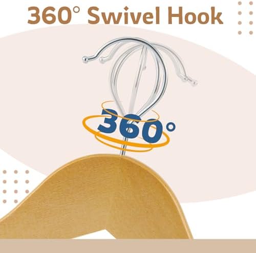 Wooden Hangers, 30 Pack Slim Wood Coat Hangers with Extra Smooth Finish, Precisely Cut Notches and Chrome Swivel Hook, Wooden Clothes Hangers for Shirt Suit Jacket Dress, Natural
