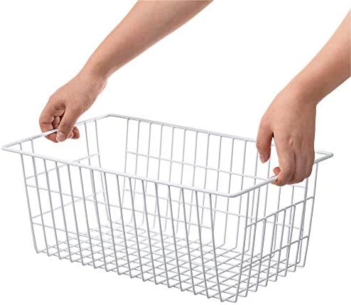 SANNO 14" Freezer Baskets Wire Storage Baskets for Organizing Pantry Organization Bins Cabinets - Metal Basket Kitchen, 