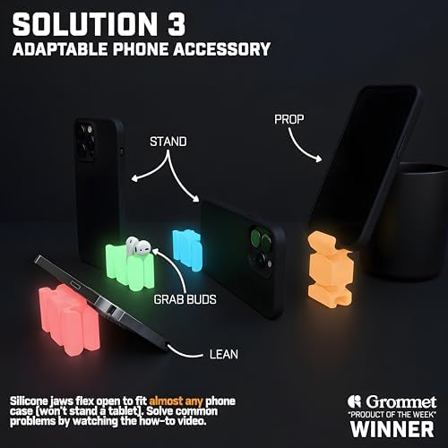 CordBrick Glowing Silicone + Steel Weighted Cable Holder for Nighstand, Cord Wrap for Travel, Unique iPhone Accessory. S