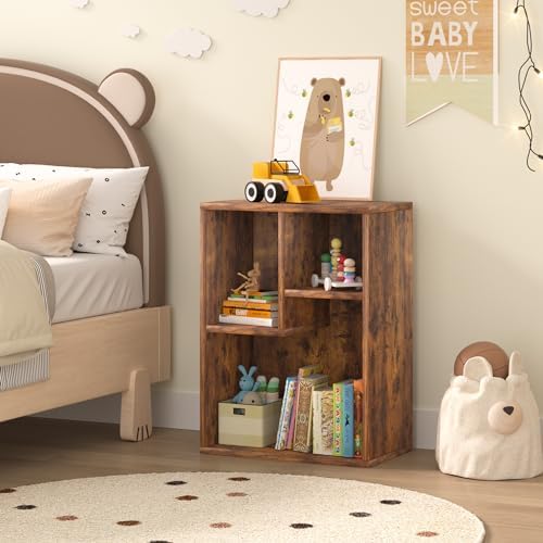 VECELO Cubby Storage Organizer Bookcase, Open Cube Display Shelf Cabinet, Freestanding Multicompartment Bookshelf for De