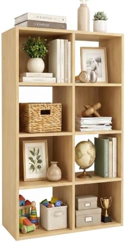 WannabeMyself【Easy Assembly】 8 Cube Storage Organizer with Anti-Tipping Kits,Reversible Open Back Book Shelf, Bookcase f