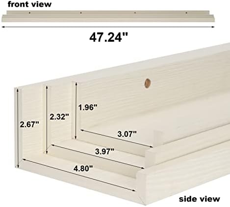 Giftgarden 47 Inch Floating Shelves for Wall Creamy White Beige Wood-Grain, Long Picture Ledge Large Wooden Photo Shelf 