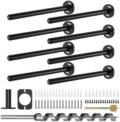 8pcs Wall Shelf Brackets Heavy Duty Floating Shelf Bracket Hidden,Invisible Black Shelving Brackets Decorative Floating 