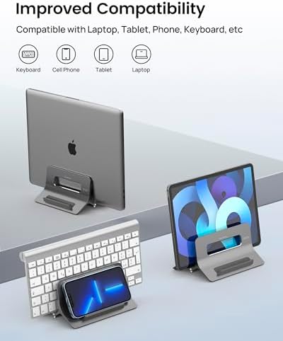 SODI Vertical Laptop Stand for Desk, Gravity Auto Lock MacBook Stand, Aluminum Laptop Holder Vertical Compatible with Ma