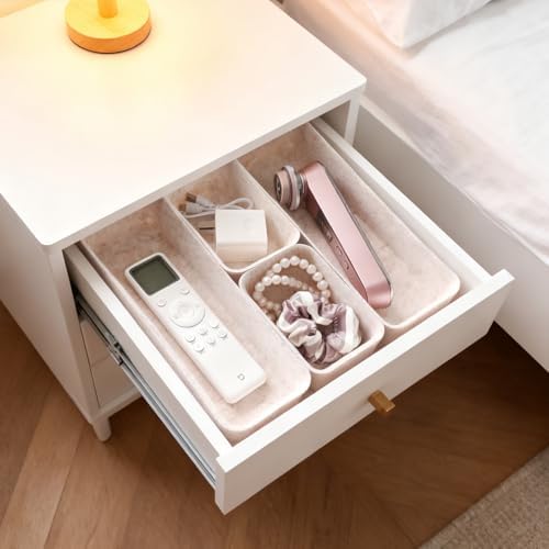 16-Piece Felt Desk Drawer Organizer Tray Set in 4-Sizes, Oatmeal