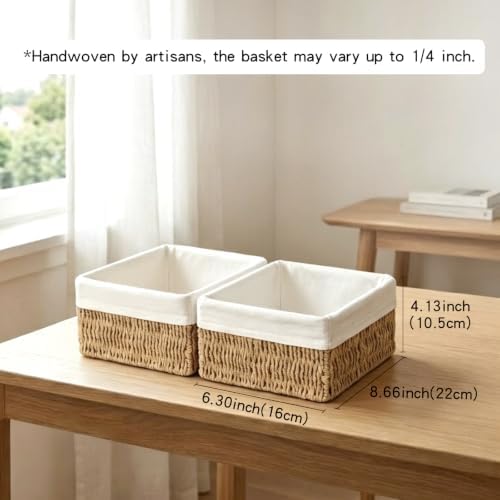 Wicker Baskets Paper Rope ，woven Baskets for Organizing，2-Pack