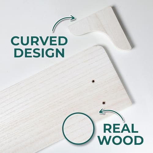 Willowy Real Wood White Bedroom Shelves - 17 inch (6 Pack) - Easy to Install, Template and Video Included - Shelves for 
