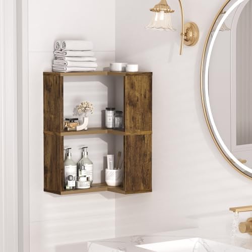Floating Corner Shelf, 3-Tier Floating Shelf for Wall, Floating Book Shelf for Living Room, Bedroom, Bathroom, Home Offi