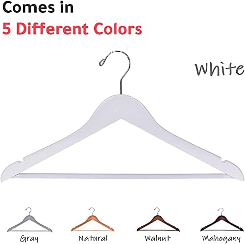 30 Quality Wooden Hangers - Slightly Curved Hanger 30-Pack Sets - Solid Wood Coat Hangers with Stylish Chrome Hooks - He