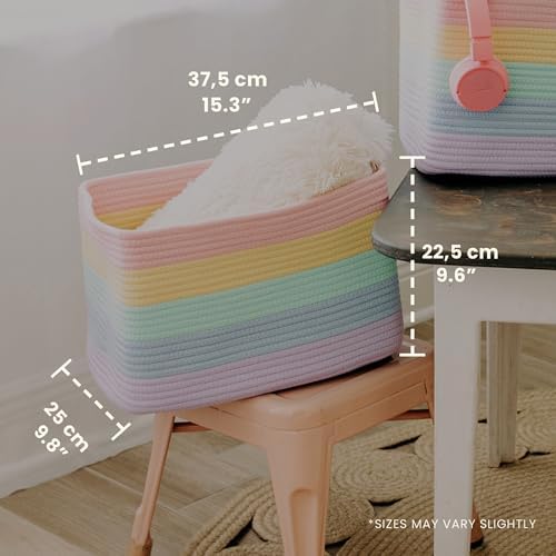 OrganiHaus Rainbow Baskets for Shelves, Set of 3, 15x9x10