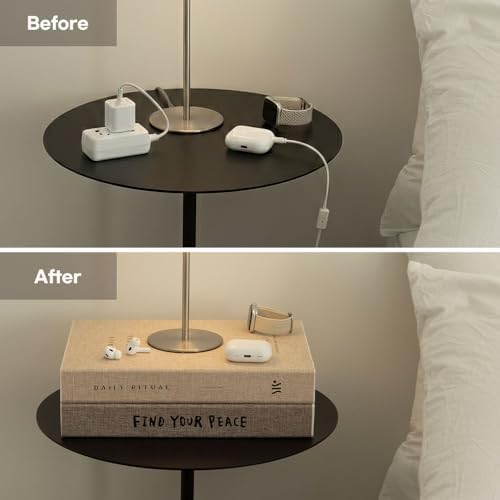 Book Shape Decorative Cable Management Box - Expandable Cable Organizer Box with Magnetic Closure for Home & Office (Dai