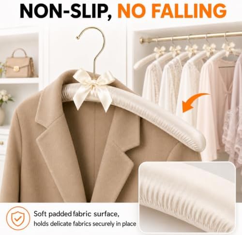 No Bump Satin Padded Clothes Hangers for Sweaters, Women Clothing, 10 Pack