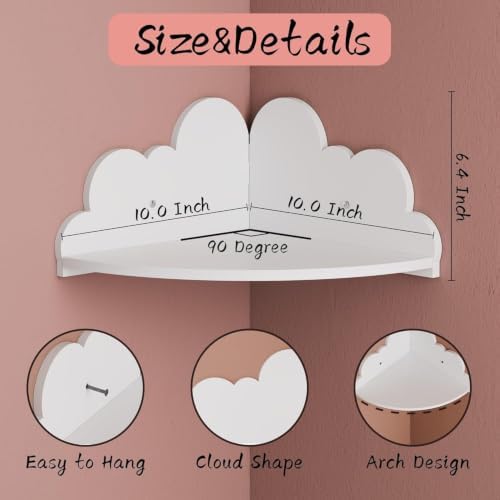 Cloud Corner Shelves, Set of 3, Wall Mounted, White