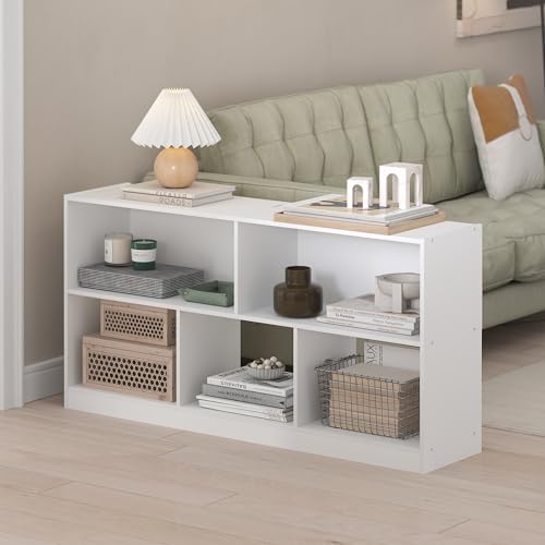 Furinno DALY Book Shelf, 5-Cube Bookshelf, Horizontal Cube Storage Organizer Bookcase, 10.9 x 47.2 x 23.6, for Living Ro