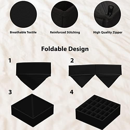 Simple Houseware 4-Pack Drawer Organizer Set for Underwear/Socks/Bra, Black
