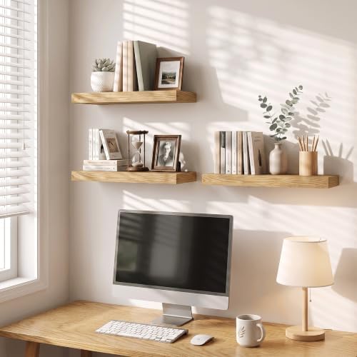 Rustic Floating Shelves for Wall, 20"L Bathroom Shelf, 8" Deep Wall Shelf