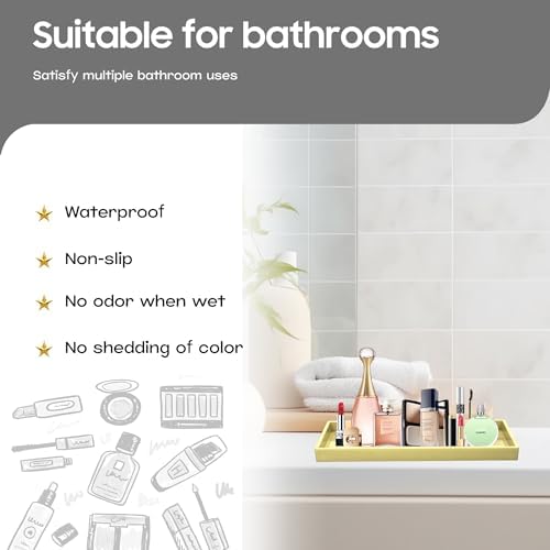 Vanity and Bathroom Tray, 11.8" ABS Countertop Organizer,Waterproof Vanity Tray for Toilet Tank,Perfume,Soap,Keys,Bathro