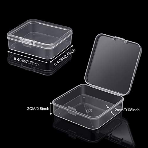 SATINIOR 24 Pcs Small Clear Plastic Container Box, 2.5 x 2.5 x 0.8 in