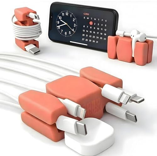 CordBrick Silicone & Steel Weighted Cord Holder for Bedside. Travel Phone Cable Organizer. Multiuse iPhone Accessory. Sm