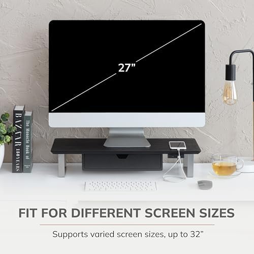 Anji Mountain Monitor Stand for Desk - Desktop Organizer & Laptop Riser, Ergonomic Monitor Riser, Space-Saving, Durable,