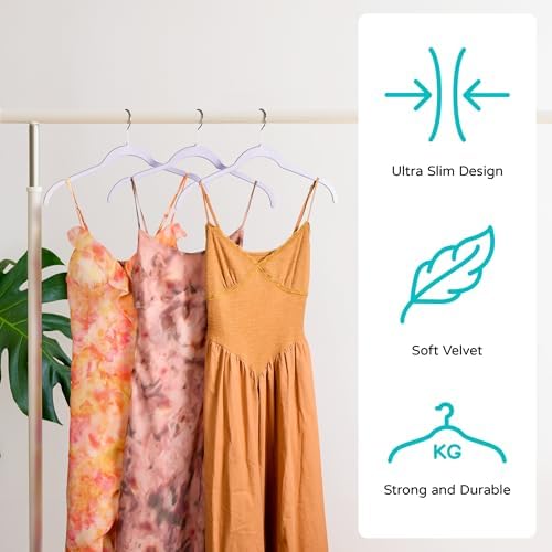 Sishynio Velvet Hangers 30 Pack, Non-Slip Slim Felt Clothes Hangers Purple