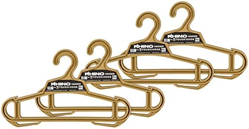 Rhino Tough Hook Heavy Duty Clothes Hangers, USA-Made, Body Armor, 4 Tan