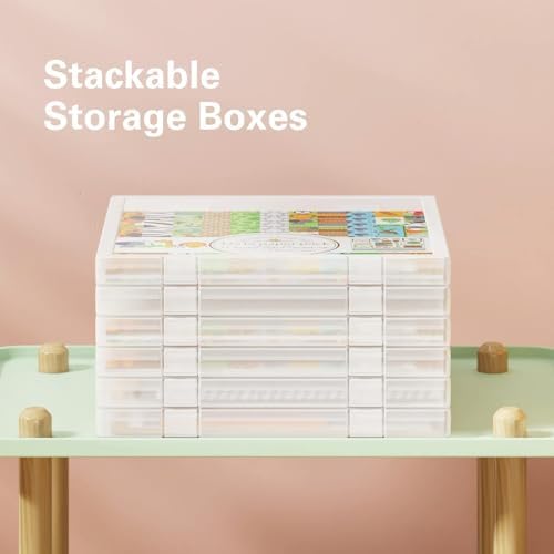 6-Pack Craft Organizers and Storage, Art Supply Organizer with Secure Lid, Clear Stackable Plastic Storage for Puzzle, B