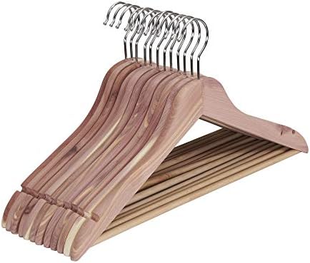 Household Essentials Solid Red Cedar Wood Hangers 12 Pack with Swivel Hook