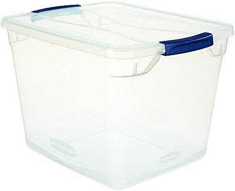 Rubbermaid Clever Store Latching Storage Tote Container, Clear, 30-Qt (FG3Q2500CLMCB)