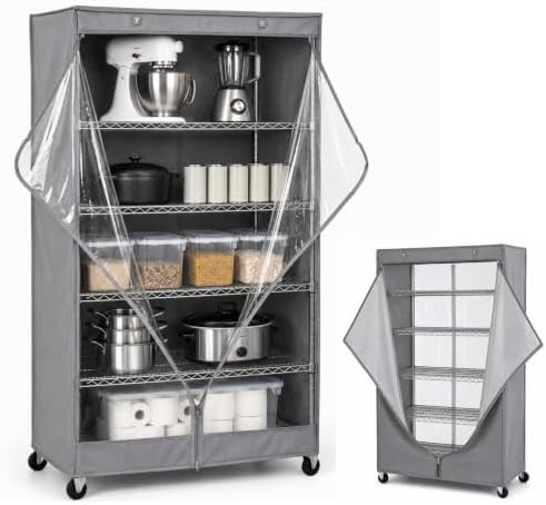 Formosa Covers Clear Front Wire Rack Shelf Cover 48"Wx18"Dx72"H Grey Fabric