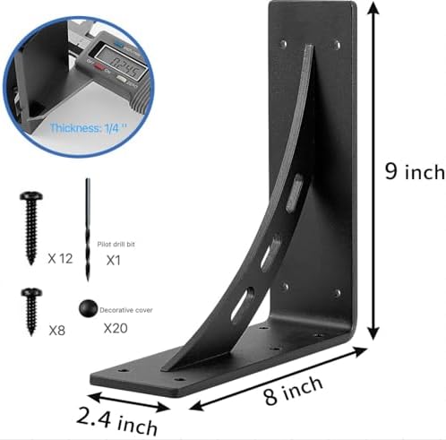 Heavy Duty Shelf Brackets , Metal Mantel Brackets (Set of 2) Fireplace Mantel Brackets - Countertop Support , Max Load 1