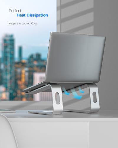 Nulaxy Full Aluminum Laptop Stand, Stable Support to 22 lbs, Silver
