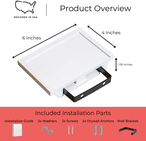 Small Floating Wall Shelf, Mini 4 x 6 in, White - 1 Pack